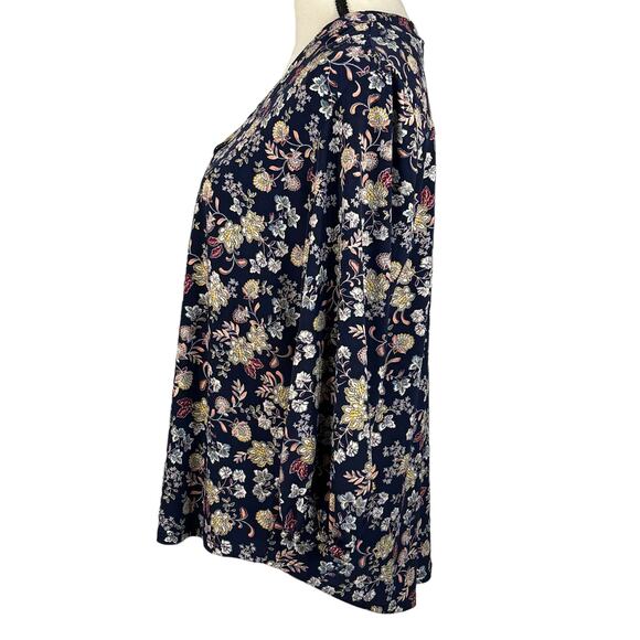 Two by Vince Camuto Medium Top Floral Hi-Low Hem 3/4 Sleeve Stretch V-Neck Multi - Picture 7 of 9